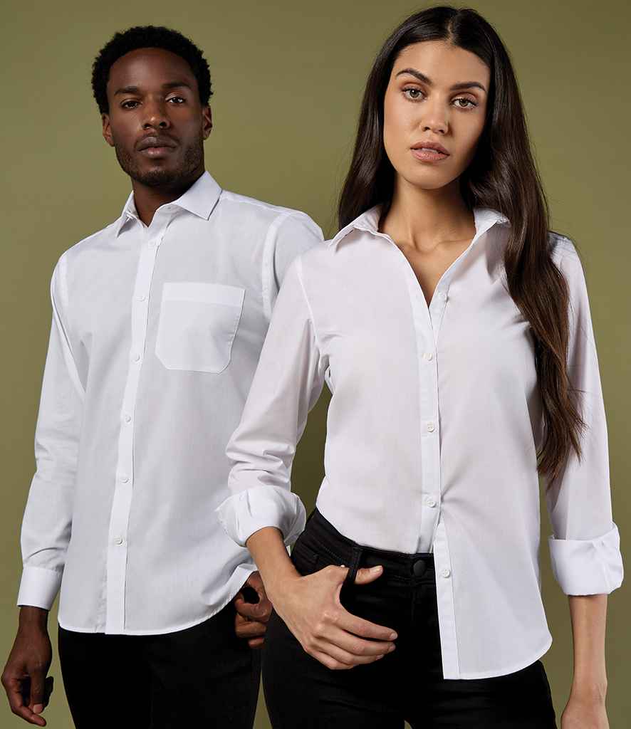 Kustom Kit Long Sleeve Tailored Poplin Shirt - model image