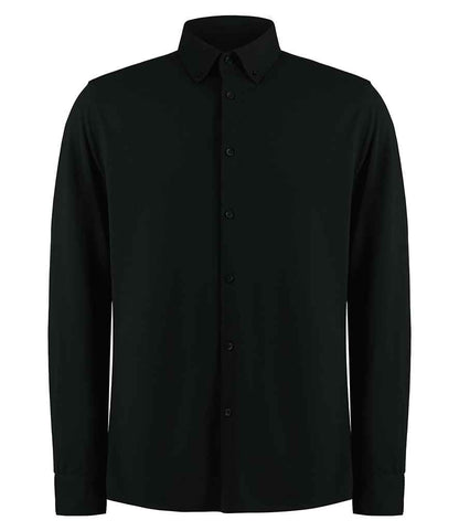 Kustom Kit Long Sleeve Superwash® 60°C Piqué Shirt in Black