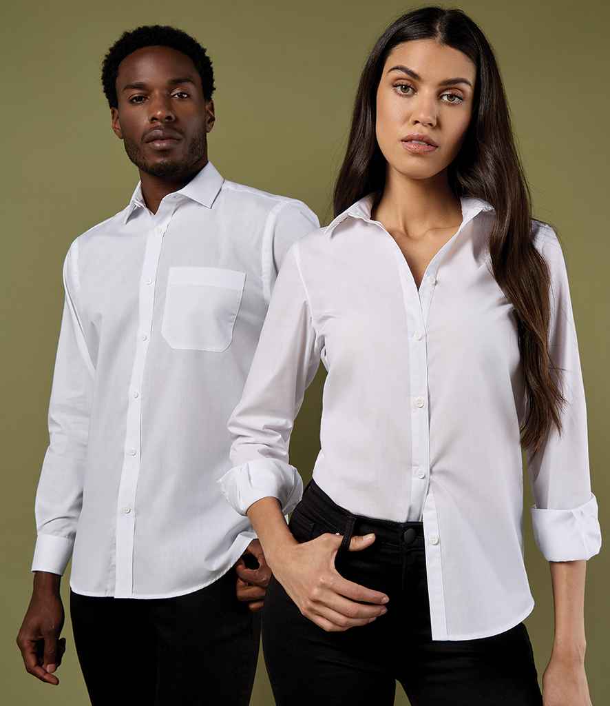 Kustom Kit Ladies Long Sleeve Tailored Poplin Shirt - model image