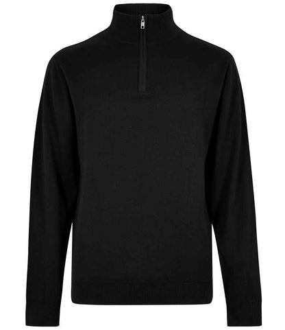 Kustom Kit Regular Fit Arundel 1/4 Zip Sweater in Black