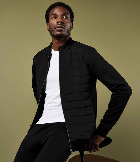 Kustom Kit Regular Fit Quilted Full Zip Sweat Jacket - Black