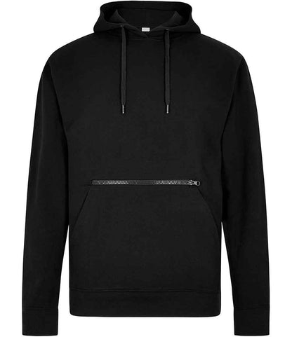 Kustom Kit Regular Fit Piqué Zipped Pocket Hoodie in Black