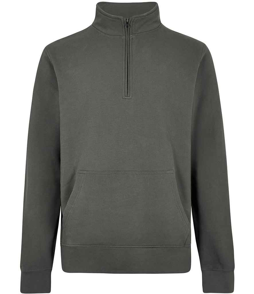 Kustom Kit Regular Fit 1/4 Zip Piqué Sweatshirt in Dark Grey