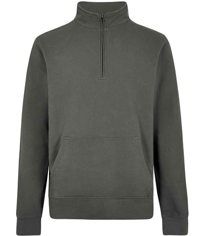 Kustom Kit Regular Fit 1/4 Zip Piqué Sweatshirt in Dark Grey