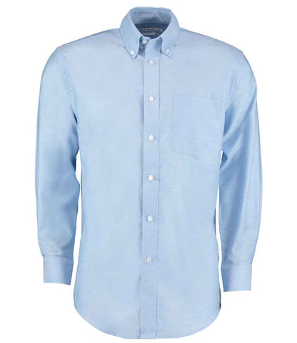 Kustom Kit Long Sleeve Classic Fit Workwear Oxford Shirt in Light Blue