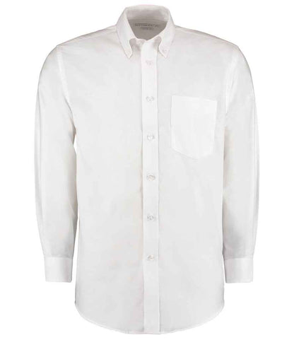 Kustom Kit Long Sleeve Classic Fit Workwear Oxford Shirt in White