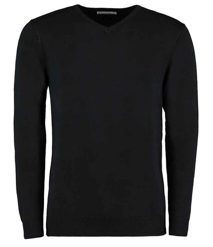 Kustom Kit Arundel Cotton Acrylic V Neck Sweater in Black