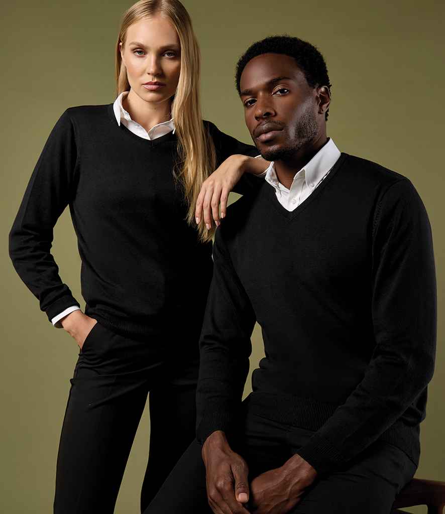 Kustom Kit Ladies Arundel Cotton Acrylic V Neck Sweater - model image