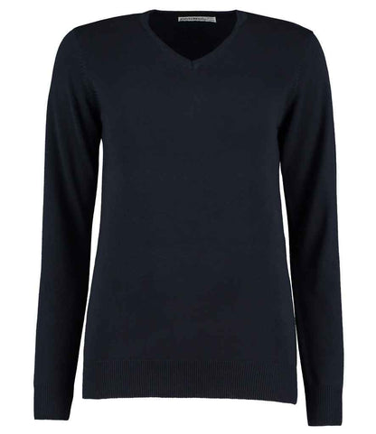 Kustom Kit Ladies Arundel Cotton Acrylic V Neck Sweater in Navy