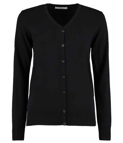 Kustom Kit Ladies Arundel Cotton Acrylic V Neck Cardigan in Black