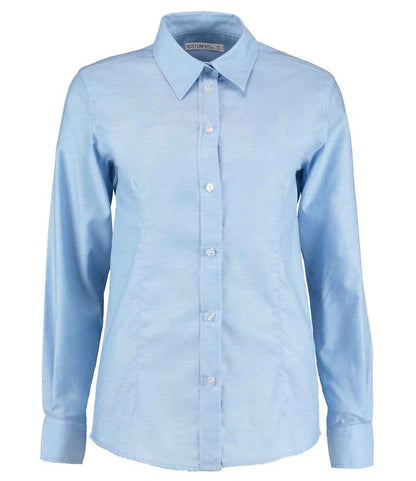 Kustom Kit Ladies Long Sleeve Tailored Workwear Oxford Shirt in Light Blue