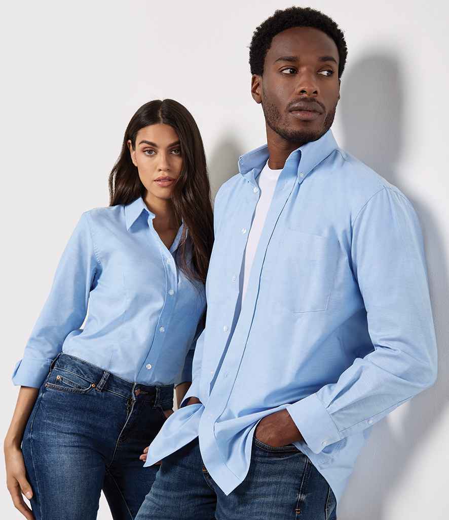Kustom Kit Ladies Long Sleeve Tailored Workwear Oxford Shirt - model image