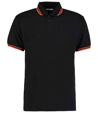 Kustom Kit Contrast Tipped Poly/Cotton Piqué Polo Shirt in Black/Orange