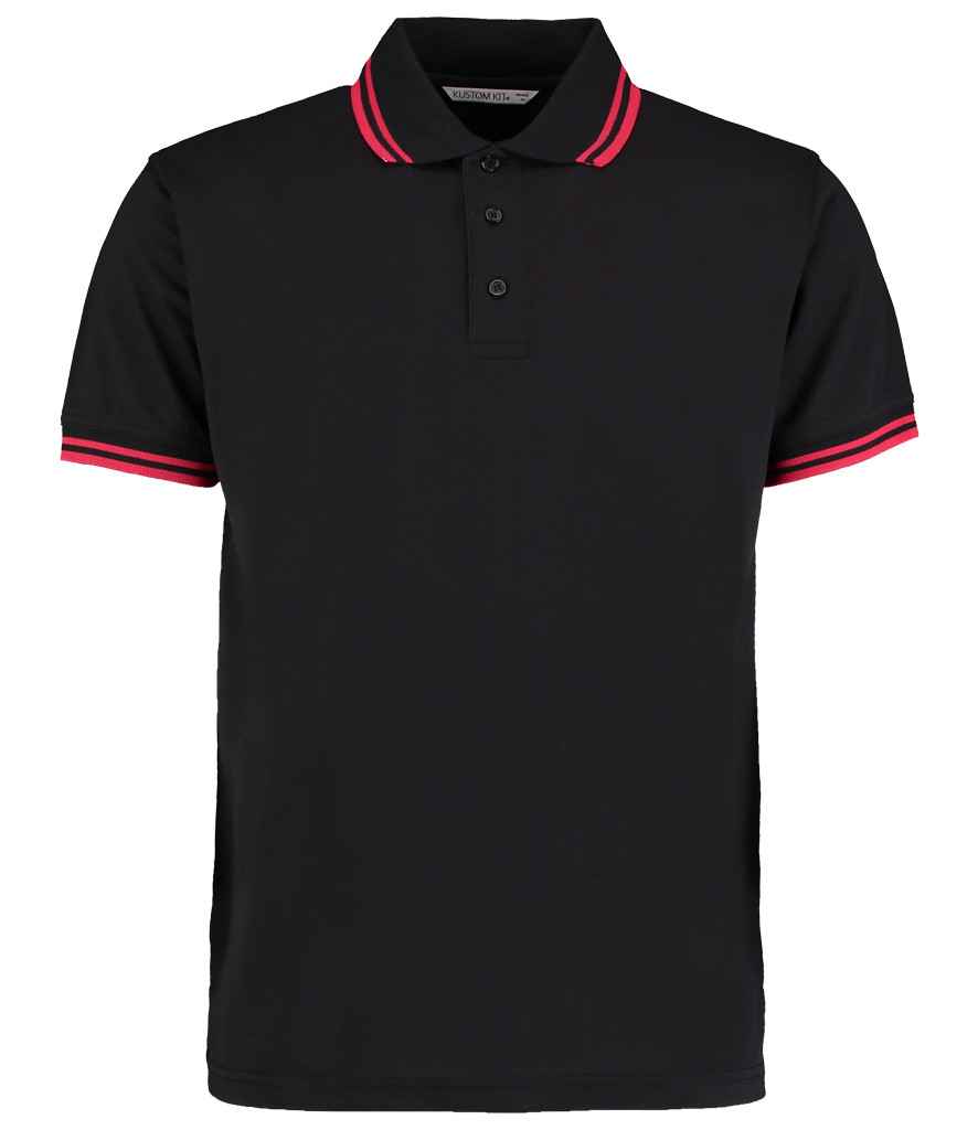 Kustom Kit Contrast Tipped Poly/Cotton Piqué Polo Shirt in Black/Red