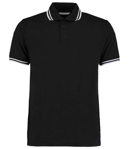 Kustom Kit Contrast Tipped Poly/Cotton Piqué Polo Shirt in Black/White
