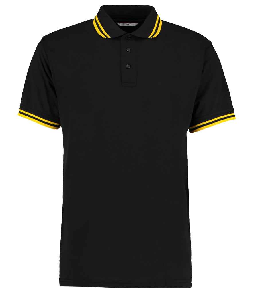 Kustom Kit Contrast Tipped Poly/Cotton Piqué Polo Shirt in Black/Yellow