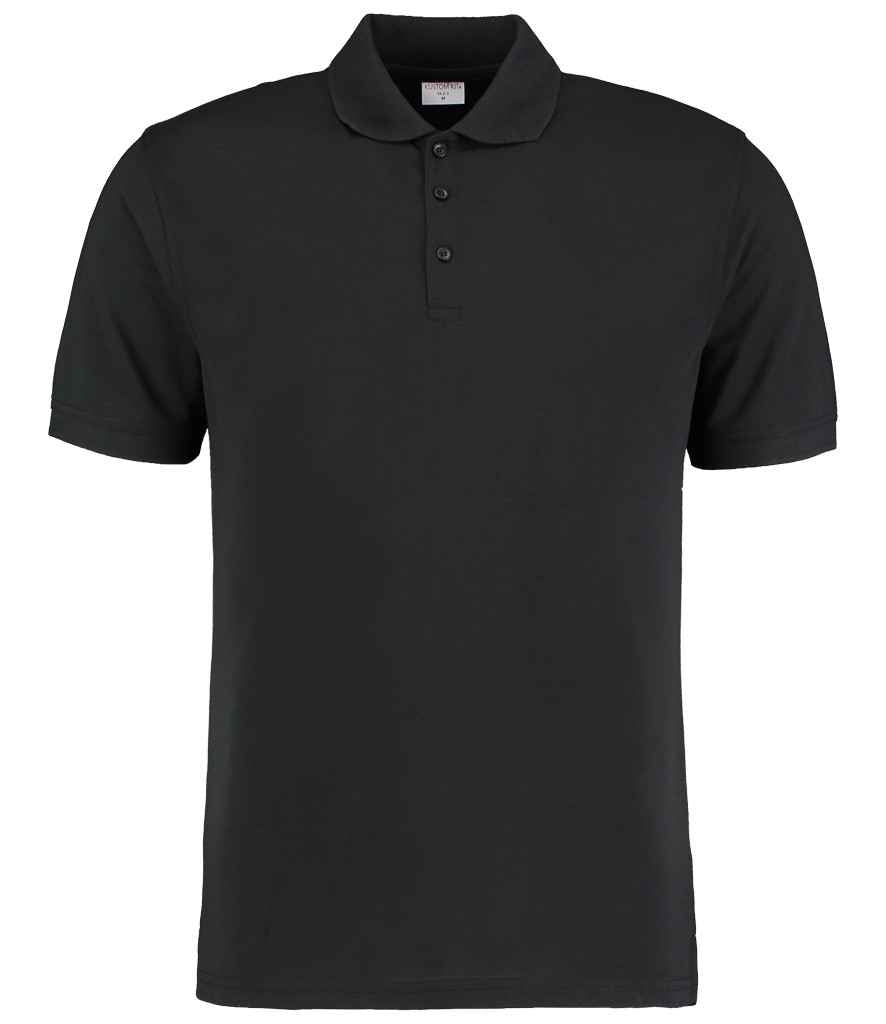 Kustom Kit Klassic Slim Fit Poly/Cotton Piqué Polo Shirt in Black