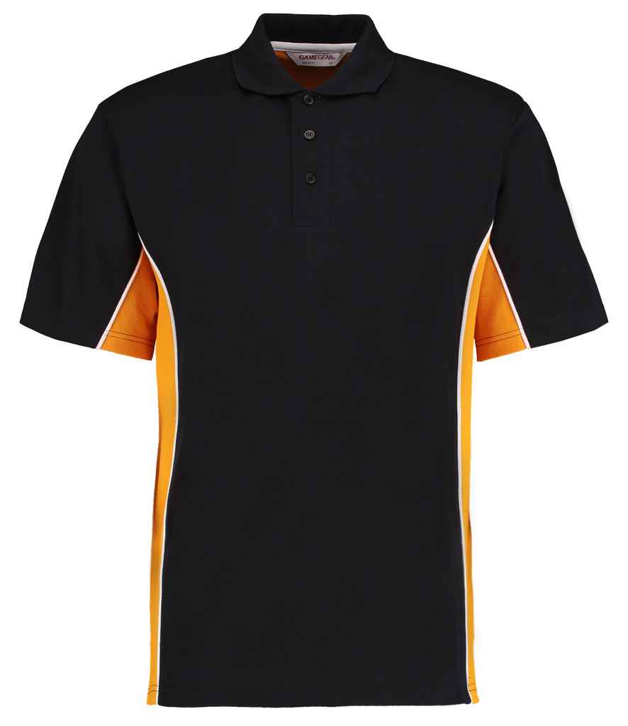 Kustom Kit Track Poly/Cotton Piqué Polo Shirt in Black/Gold
