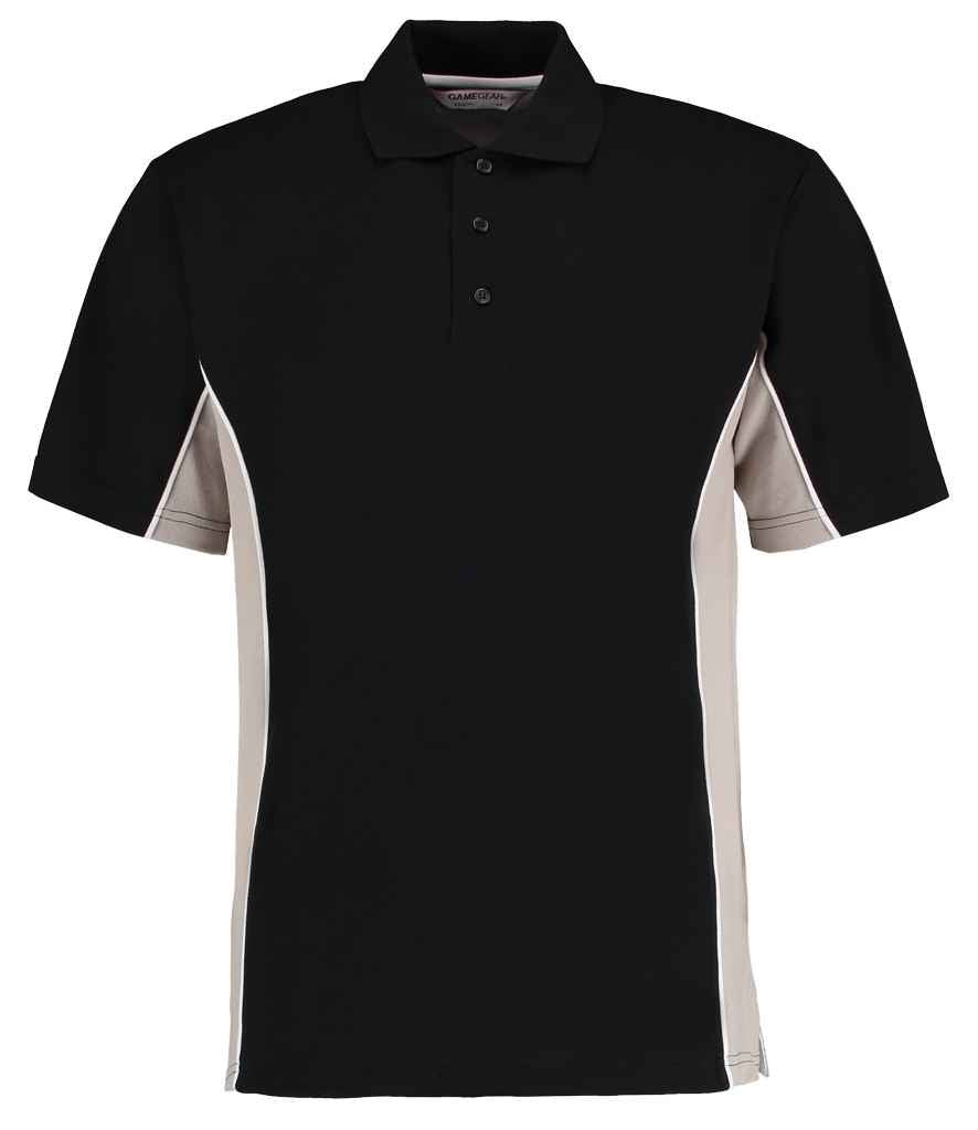 Kustom Kit Track Poly/Cotton Piqué Polo Shirt in Black/Grey