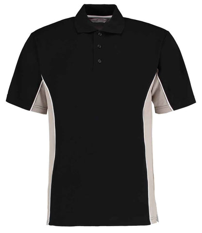 Kustom Kit Track Poly/Cotton Piqué Polo Shirt in Black/Grey
