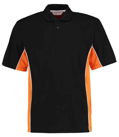 Kustom Kit Track Poly/Cotton Piqué Polo Shirt in Black/Orange