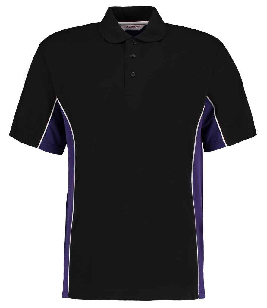Kustom Kit Track Poly/Cotton Piqué Polo Shirt in Black/Purple
