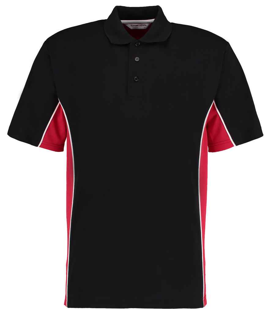 Kustom Kit Track Poly/Cotton Piqué Polo Shirt in Black/Red