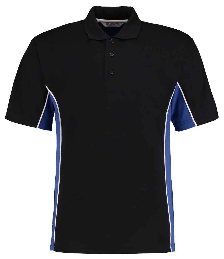 Kustom Kit Track Poly/Cotton Piqué Polo Shirt in Black/Royal Blue