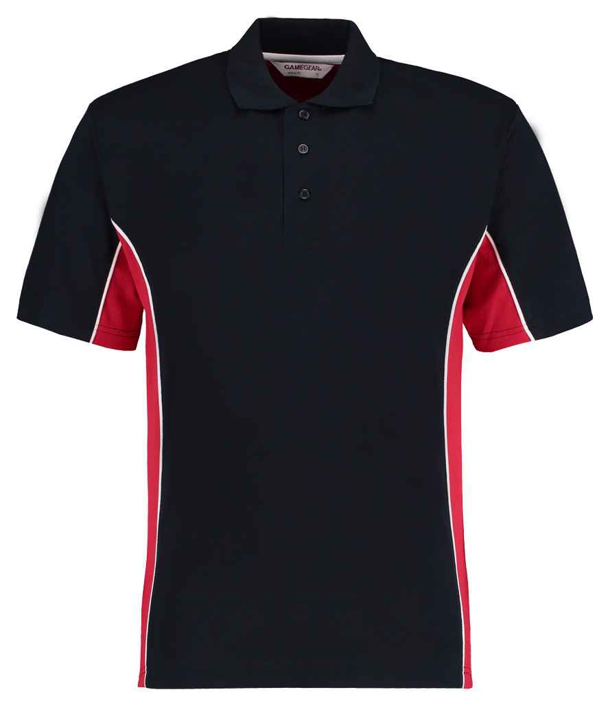 Kustom Kit Track Poly/Cotton Piqué Polo Shirt in Navy/Red