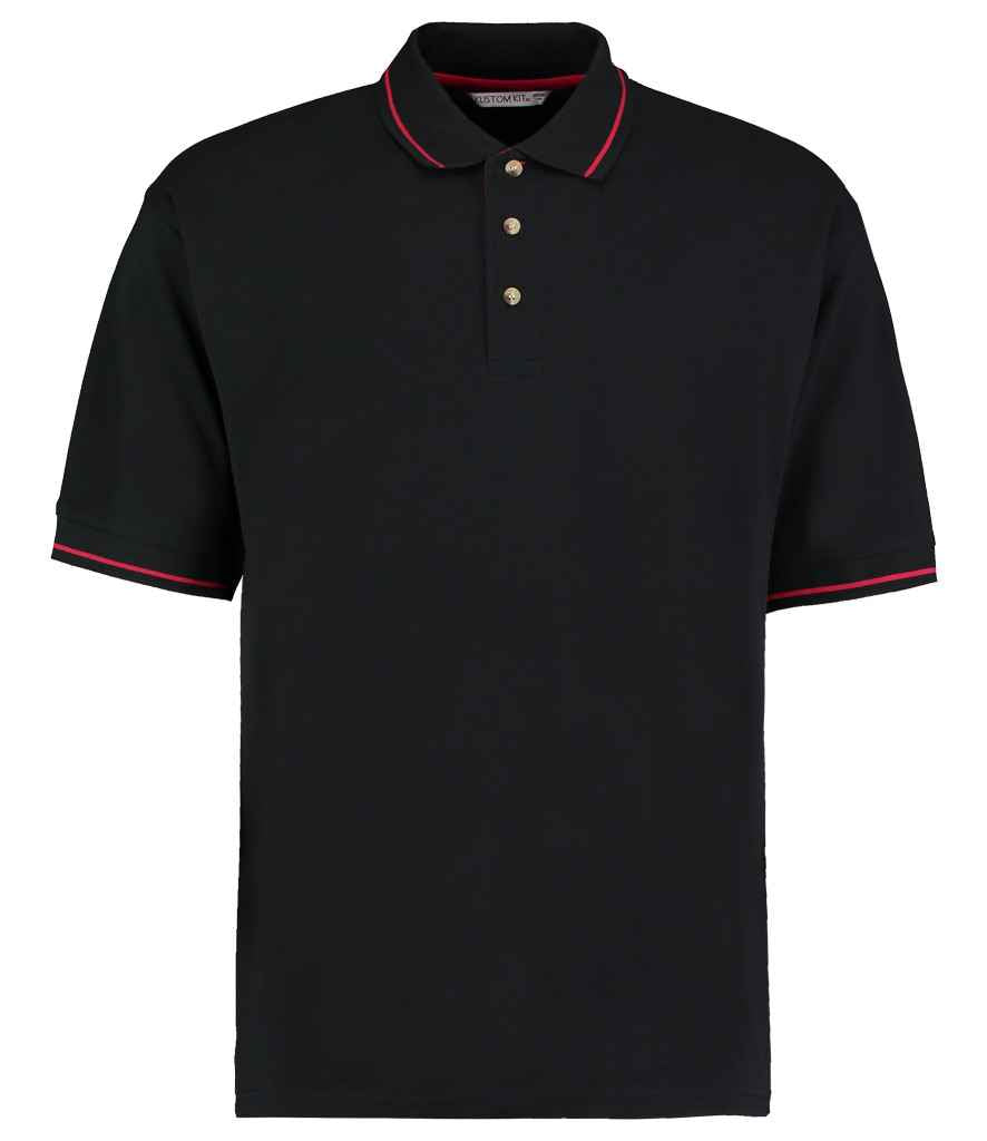 Kustom Kit St Mellion Tipped Cotton Piqué Polo Shirt in Black/Red