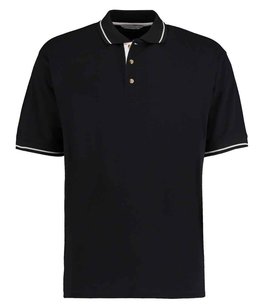 Kustom Kit St Mellion Tipped Cotton Piqué Polo Shirt in Black/White