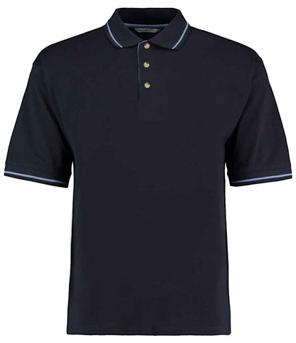 Kustom Kit St Mellion Tipped Cotton Piqué Polo Shirt in Navy/Light Blue