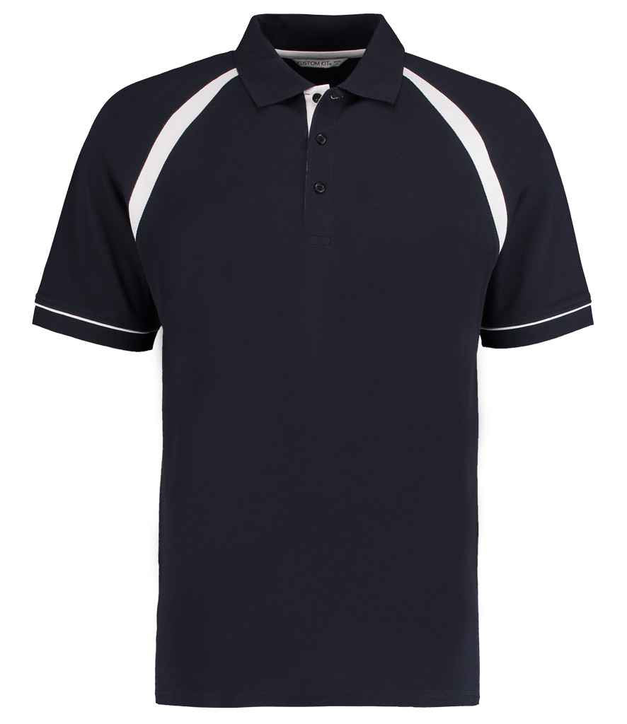 Kustom Kit Oak Hill Cotton Piqué Polo Shirt in Navy/White
