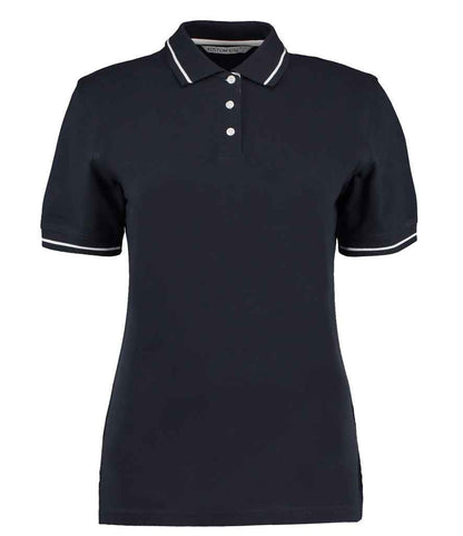 Kustom Kit Ladies St Mellion Tipped Cotton Piqué Polo Shirt in Navy/White
