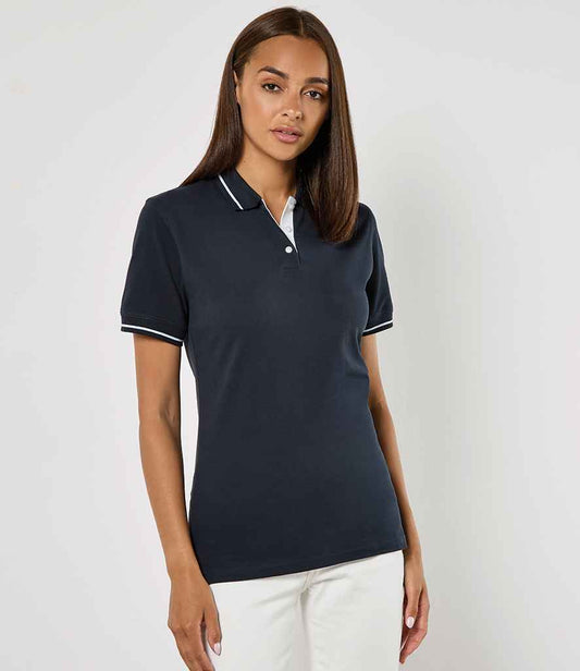 Kustom Kit Ladies St Mellion Tipped Cotton Piqué Polo Shirt - Navy/White