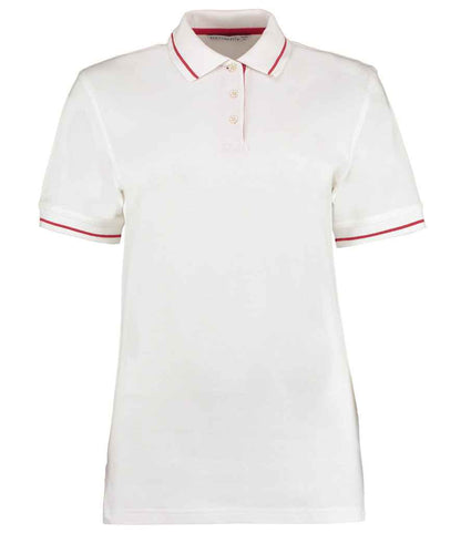 Kustom Kit Ladies St Mellion Tipped Cotton Piqué Polo Shirt in White/Red