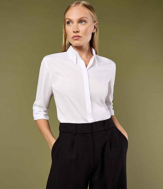 Kustom Kit Ladies 3/4 Sleeve Tailored Continental Shirt - model image