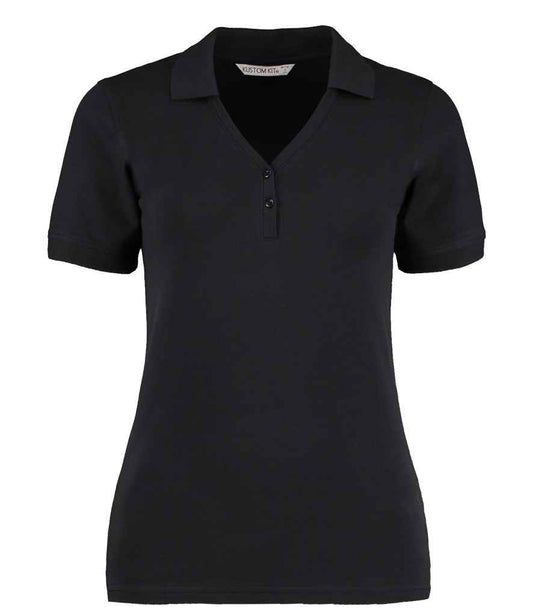 Kustom Kit Sophia Comfortec® V Neck Polo Shirt - Black