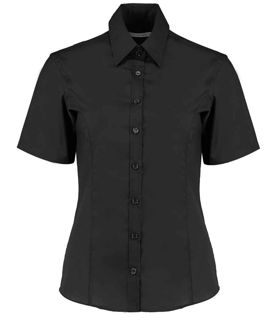 Kustom Kit Ladies Short Sleeve Tailored Business Shirt in Black