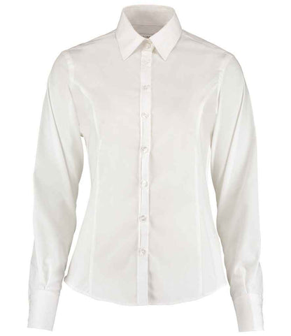 Kustom Kit Ladies Long Sleeve Tailored Business Shirt in White
