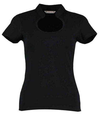 Kustom Kit Ladies Keyhole Neck Corporate Top in Black