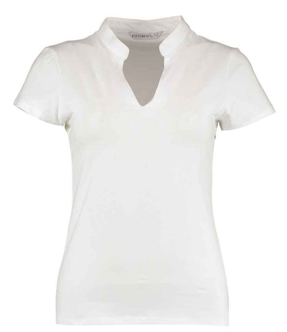 Kustom Kit Ladies V Neck Corporate Top in White