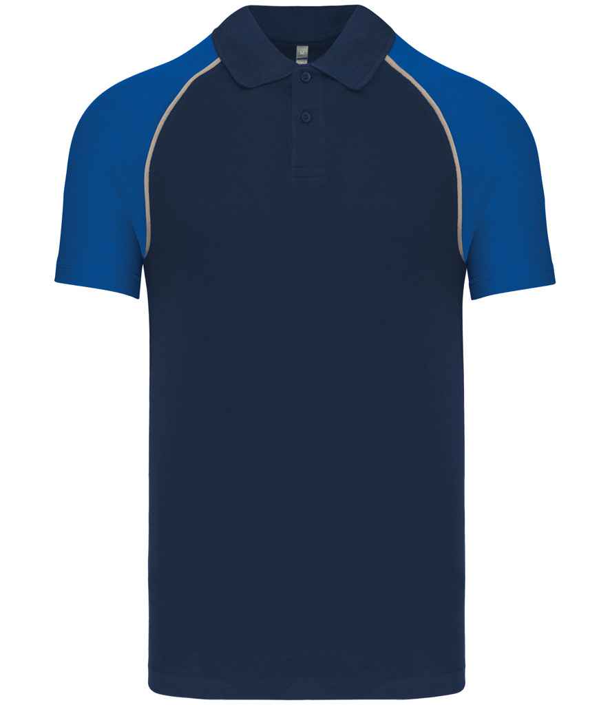 Kariban Kariban Baseball Cotton Piqué Polo Shirt Navy/Royal Blue