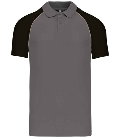 Kariban Kariban Baseball Cotton Piqué Polo Shirt Slate Grey/Black