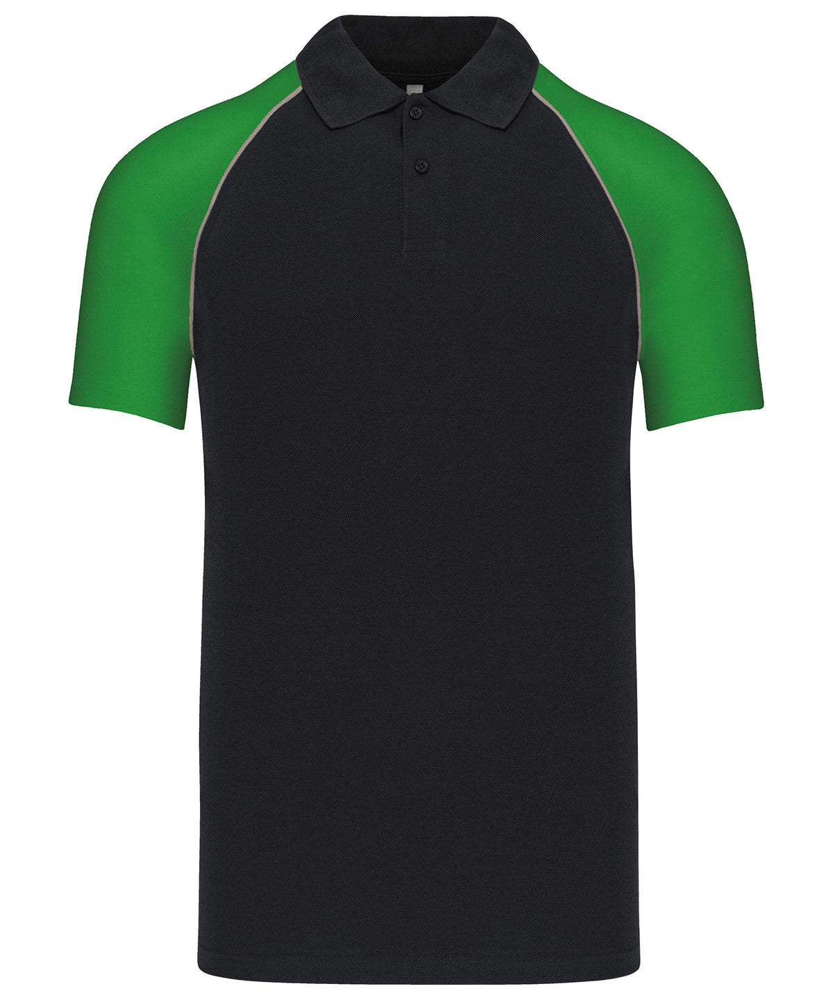 Kariban Polo baseball contrast polo shirt Black/Light Grey/Green