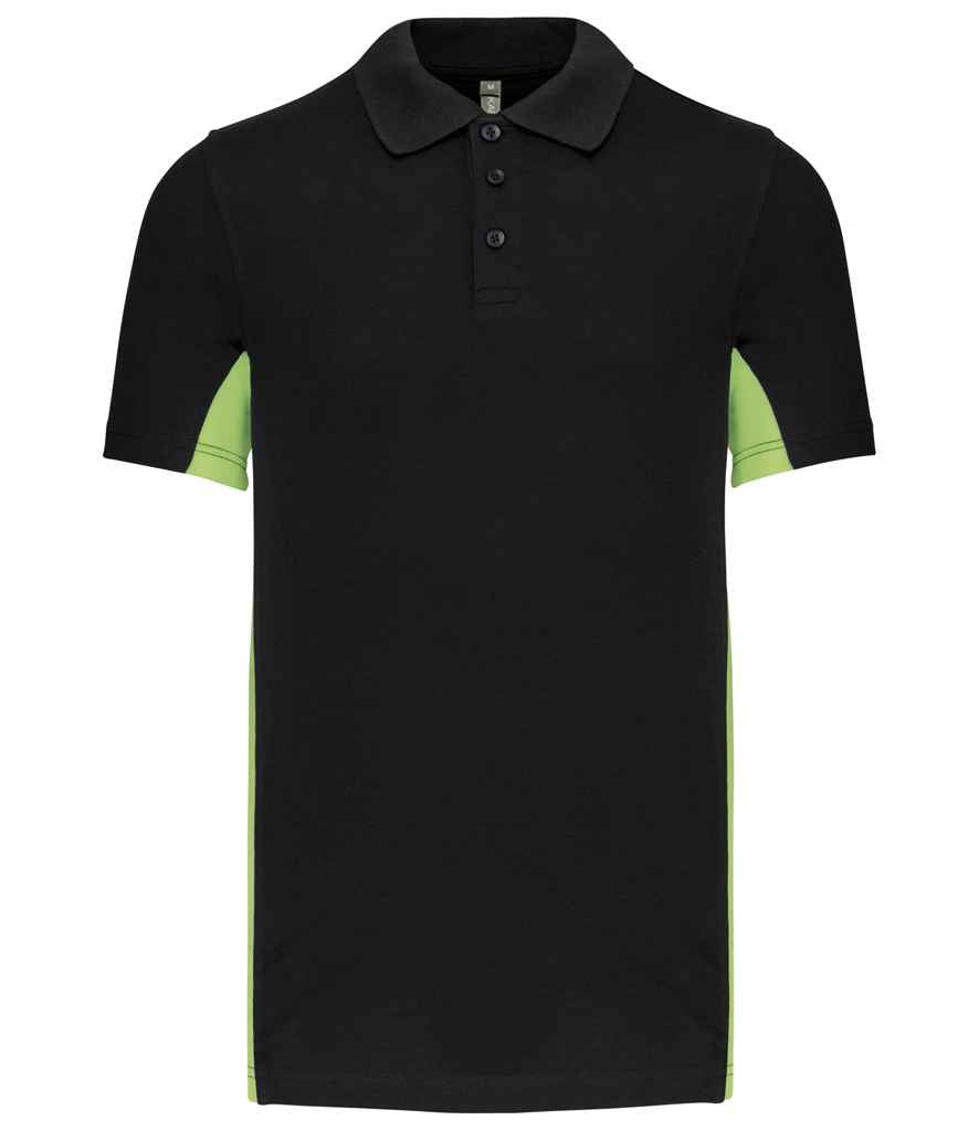 Kariban Kariban Flag Poly/Cotton Piqué Polo Shirt Black/Lime Green