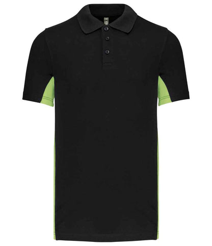 Kariban Kariban Flag Poly/Cotton Piqué Polo Shirt Black/Lime Green