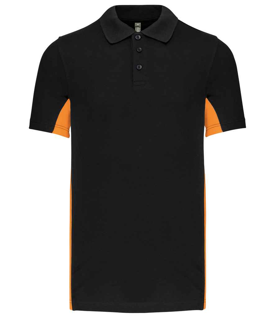 Kariban Kariban Flag Poly/Cotton Piqué Polo Shirt Black/Orange