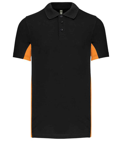 Kariban Kariban Flag Poly/Cotton Piqué Polo Shirt Black/Orange