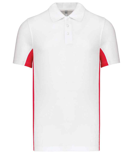 Kariban Flag Poly/Cotton Piqué Polo Shirt in White/Red